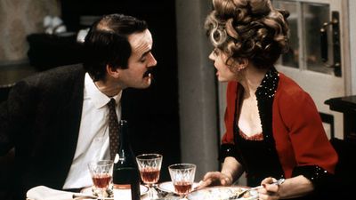 Fawlty Towers. Actors John Cleese and Prunella Scales in a publicity still of a scene from the British BBC comedy television series "Fawlty Towers" The show ran Series 1 in 1975 and Series 2 in 1979