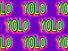 YOLO "You Only Live Once" written in bright colors and repeated on a purple background (acronym, slang)